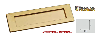 BUCA PER LETTERE IN OTTONE mm.254x75 APERTURA INTERNA BUCALETTERE A RIBALTA INT.