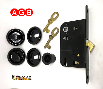 MANIGLIETTE E SERRATURA PER PORTE SCORREVOLI AGB SCIVOLA B0190051 KIT B NERO LUC