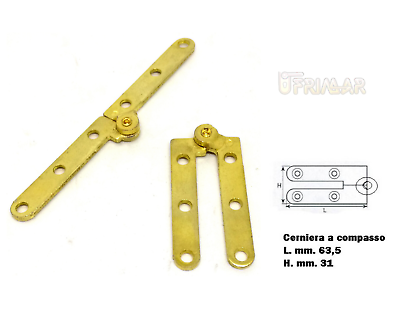 CERNIERA PER MOBILE PER ANTE A COMPASSO mm.63,5x31 OTTONATA PER ANTA A LIBRO
