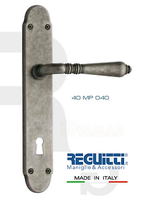 Maniglia per porta Argento vecchio serie GINEVRA Reguitti Art.40MP con placca