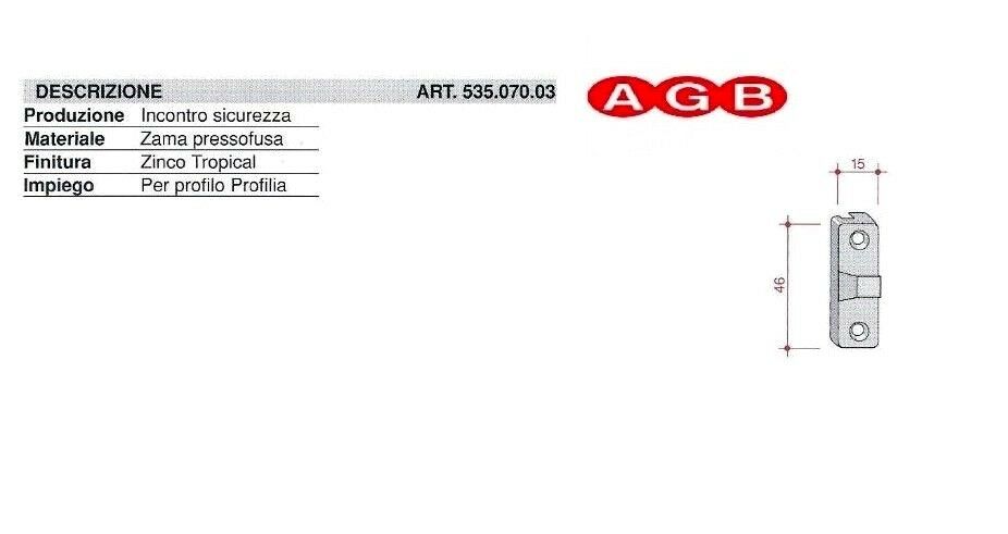 Incontro sicurezza TOP AGB A200172203 53507003 per infissi PVC tropicalizzato