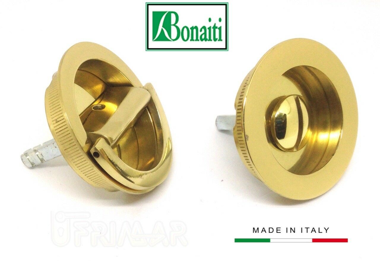 Kit maniglie incasso Bonaiti MTV con anello e emergenza Ottone Lucido D.mm.48