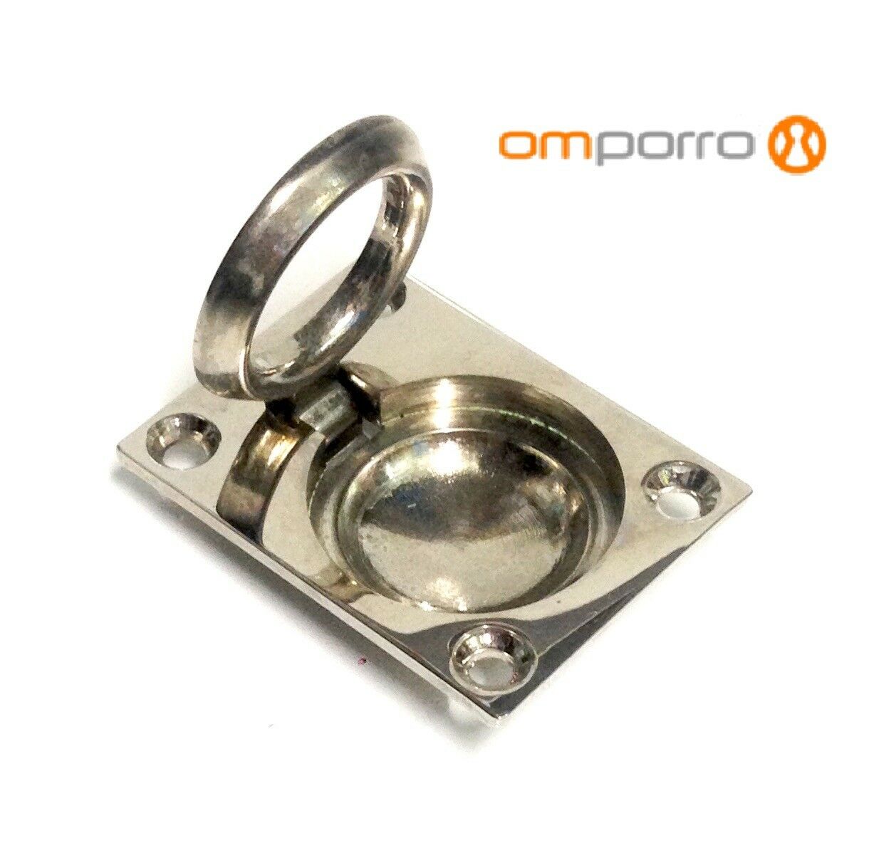 Maniglia incasso con anello Pieghevole per porte in legno mm.51x38 Cromo Lucido