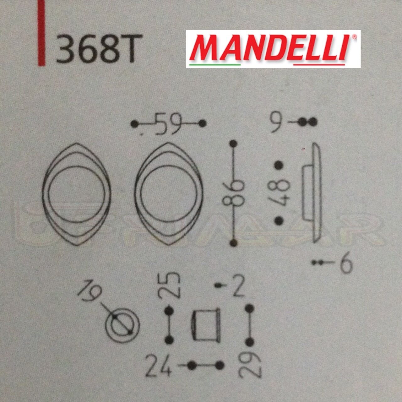 KIT MANIGLIE INCASSO PER PORTE SCORREVOLI MANDELLI CLIP 368T (03L) ORO LUCIDO