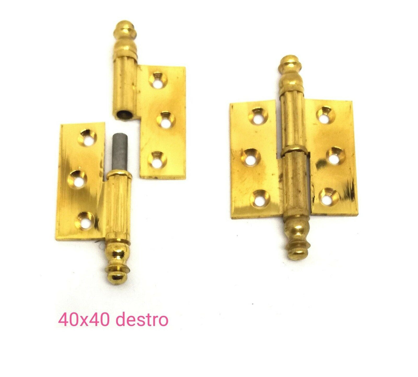 CERNIERE PER MOBILI ANTICHI BAROCCO TIPO PIANO mm.40x40 OTTONE Destra SFILABILE