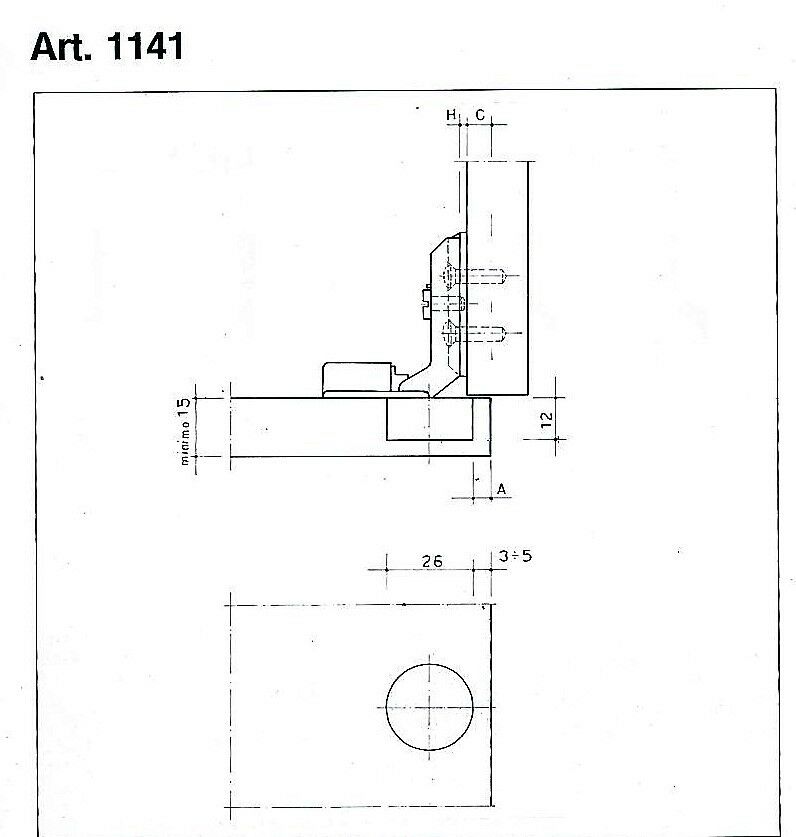 CERNIERA CONFALONIERI UCG 1141 PER ANTA LEGNO A SORMONTO FORO 26 Ap.92°
