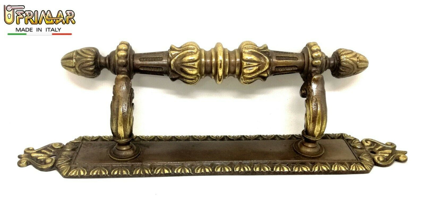 MANIGLIONE PER PORTA PORTONE MANIGLIA CLASSICA mm.250 OTTONE BRONZATO DECENTRATO