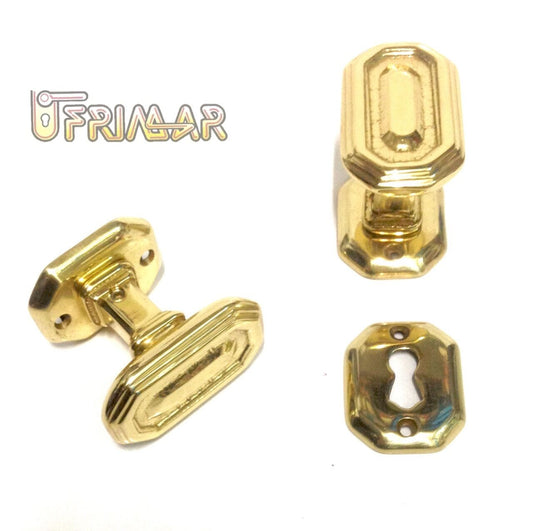 POMOLO PORTA PORTONE ANTA SCORREVOLE IN OTTONE OTTAGONALE FISSO CON BOCCHETTA