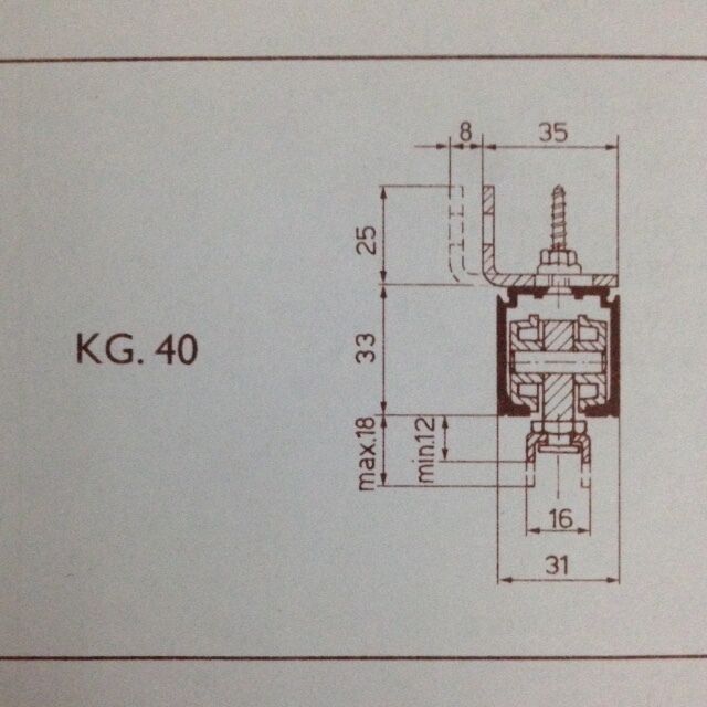 Kit scorrevoli Terno portata KG.40 con binario da cm.165 fissaggio a scomparsa