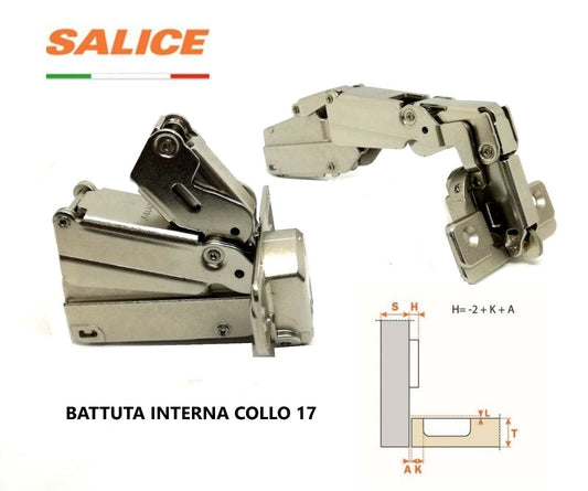 CERNIERA SALICE C2AFP99 Angolo 165° COLLO 18 BATTUTA INTERNA ANTA CUCINA MOBILE