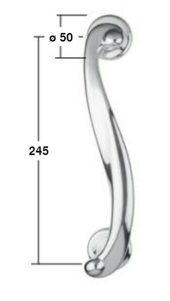 MANIGLIONE PER PORTA PORTONE MANIGLIA RICCIO INTER. mm.245 OTTONE PVD DECENTRATO