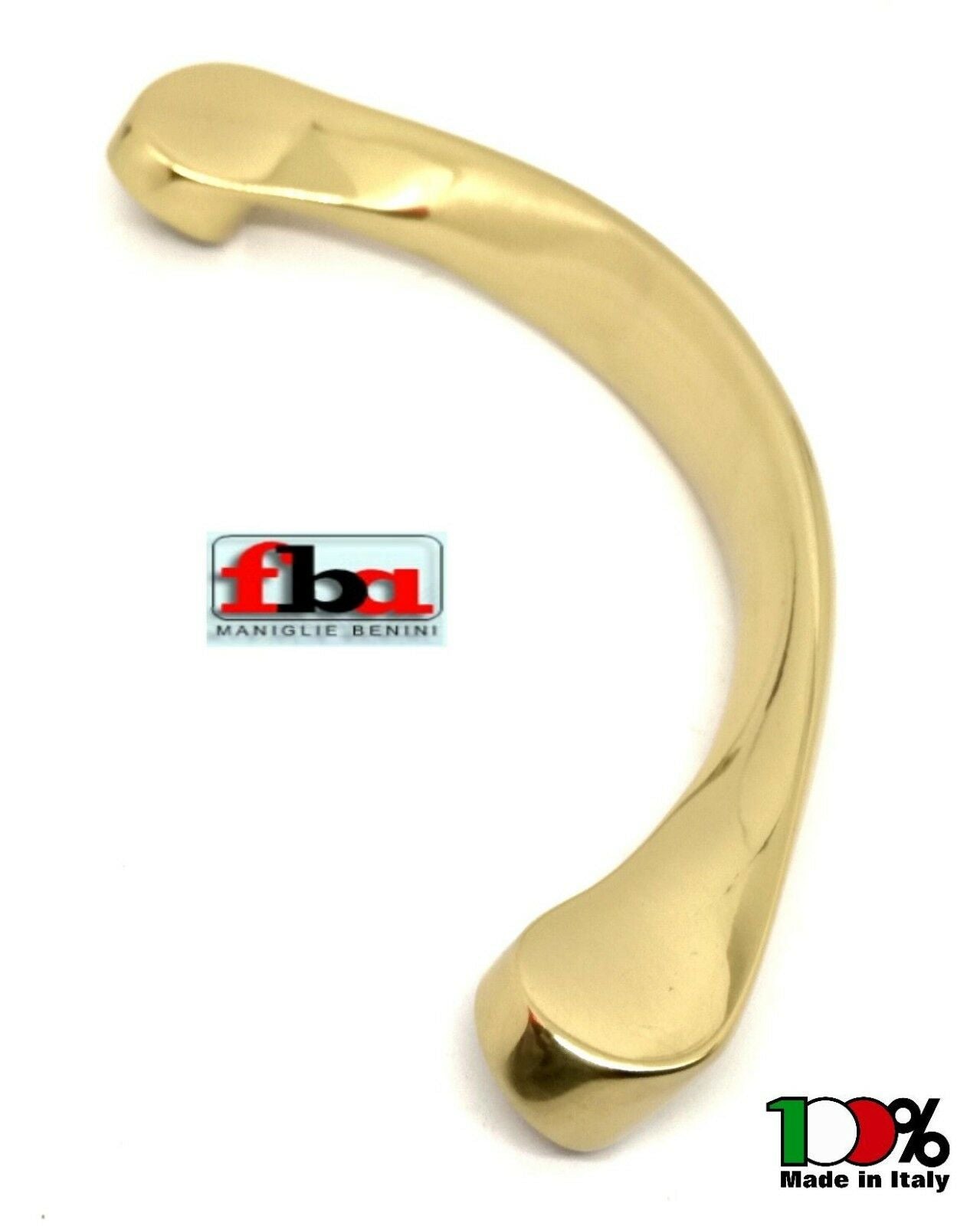MANIGLIONE PORTA CURVO IN OTTONE FBA MARTINA mm.275 ORO LUCIDO Interasse mm.245
