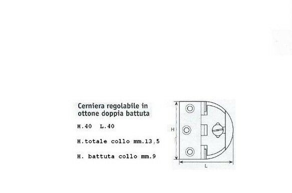 CERNIERE MOBILI ANTICHI OTTONATA mm.40x40 CON BATTUTA E BASE REGOLABILE CSS