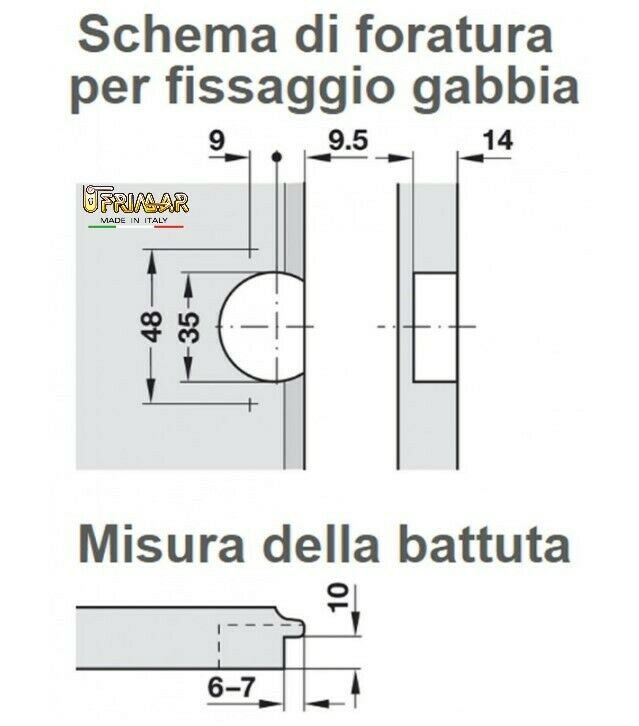 CERNIERA MEPLA NEXIS PER ANTE CON BATTUTA FORO mm.35 BRONZATA 6622808000 AP.270°