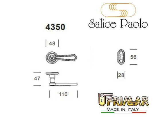 COPPIA MANIGLIA PORTA SALICE HANNOVER 435O OTTONE LUCIDO CON BOCCHETTE CHIAVE