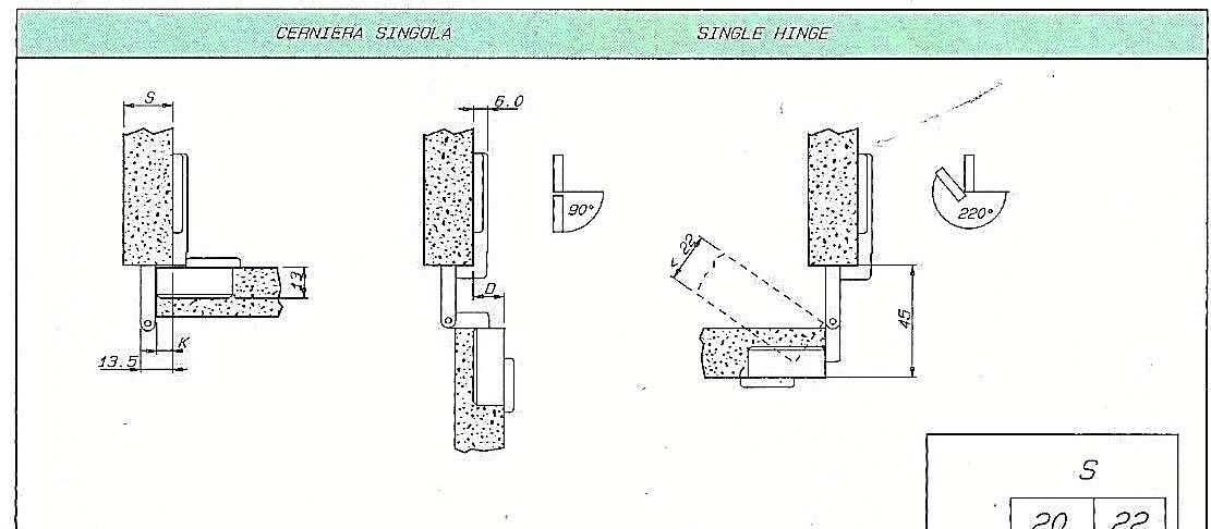 CERNIERA SYSTEM HOLZ SH SERIE 400/430 PER ANTA MOBILI UFFICIO ANTA SINGOLA