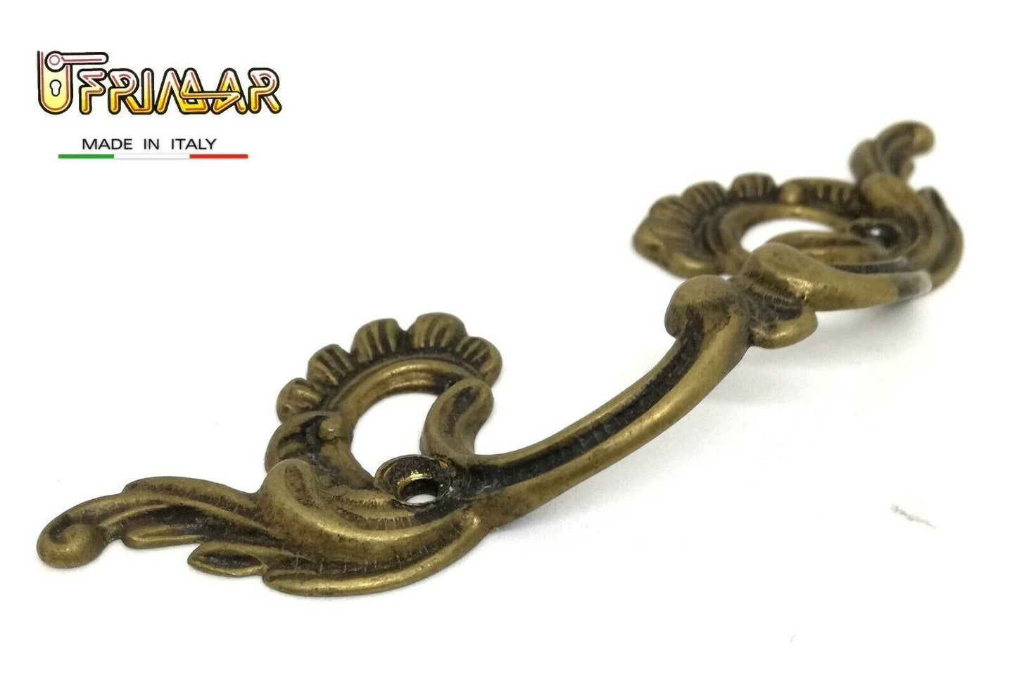 MANIGLIA CLASSICA PER MOBILI ANTICHI mm.79 OTTONE ANTICATO BRONZO ditta GIUSTI