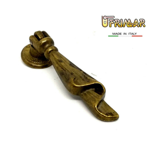 MANIGLIA PENDENTE PER MOBILI ANTICHI mm.72x20 OTTONE PATINATO VECCHIO BESANA