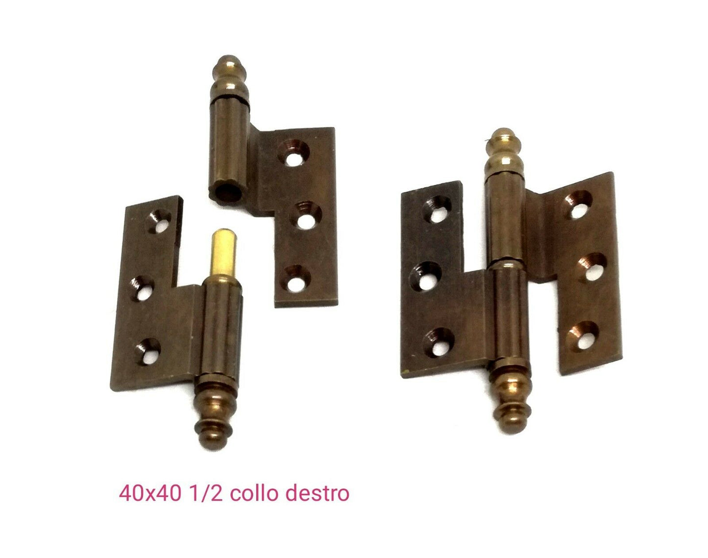 CERNIERA MOBILI ANTICHI BAROCCO CON BATTUTA mm.40x40 mezzo collo BRONZO Dx/Sx