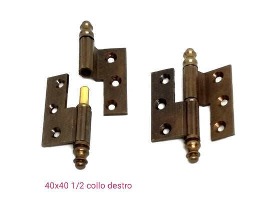 CERNIERA MOBILI ANTICHI BAROCCO CON BATTUTA mm.40x40 mezzo collo BRONZO Dx/Sx