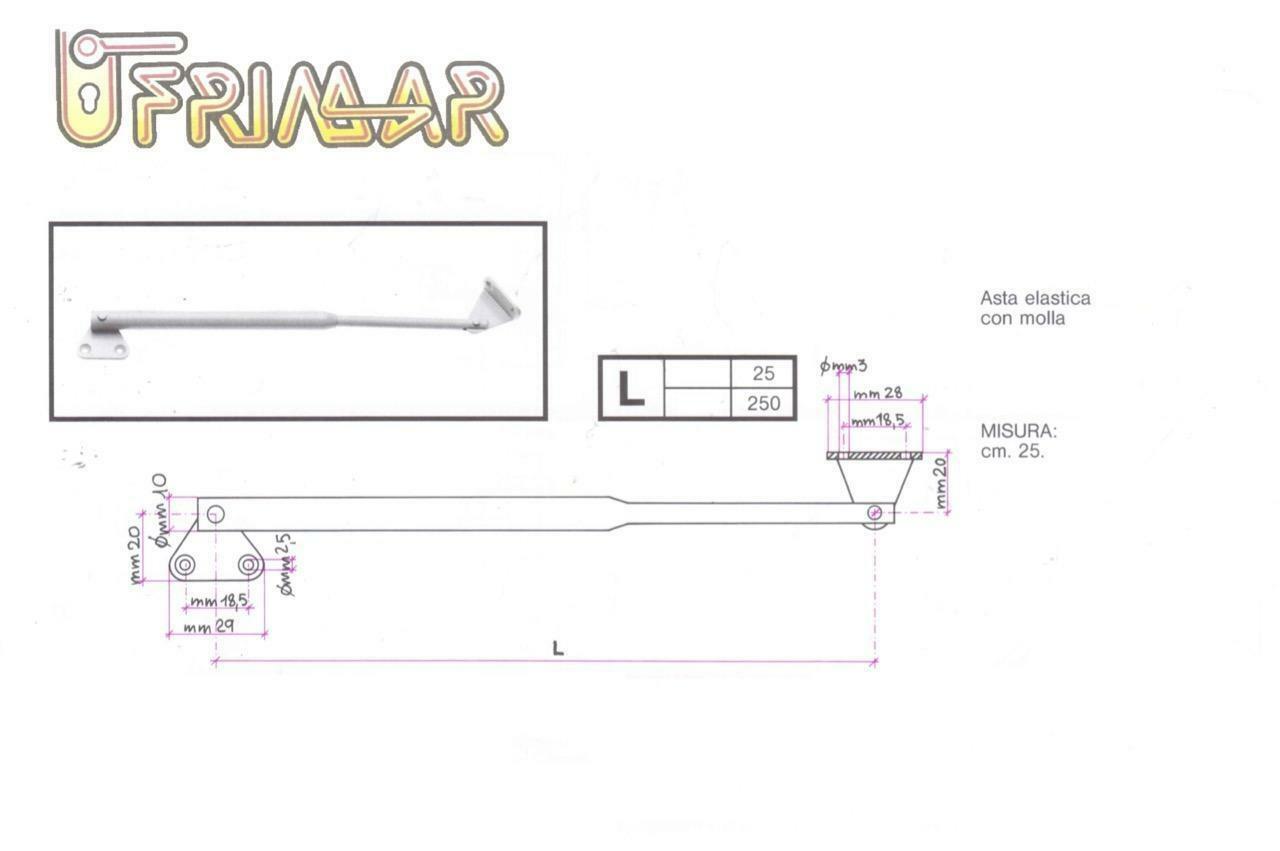 ASTA VASISTAS A MOLLA mm.250 NICHELATA