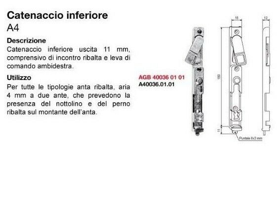 CATENACCIO INFERIORE AGB cod. A400360101 Aria mm.4 ex 41218001 - 412 180 01