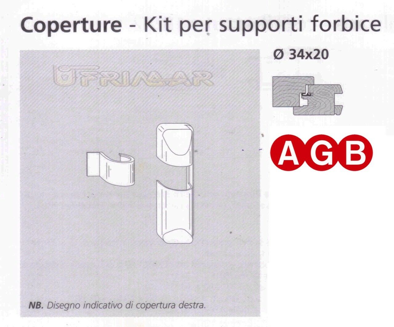Copertura Cerniera Supporto Anta Ribalta AGB A200290250 Sinistra Ottone Lucido