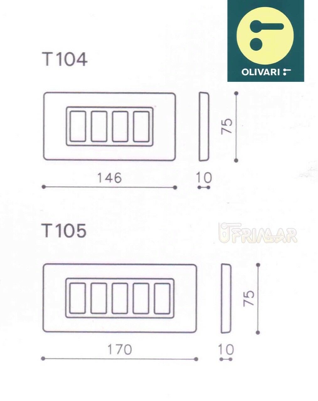 Coprinterruttore Olivari T104 Danubio Ottone Lucido 4 Tasti "Magic" Bticino