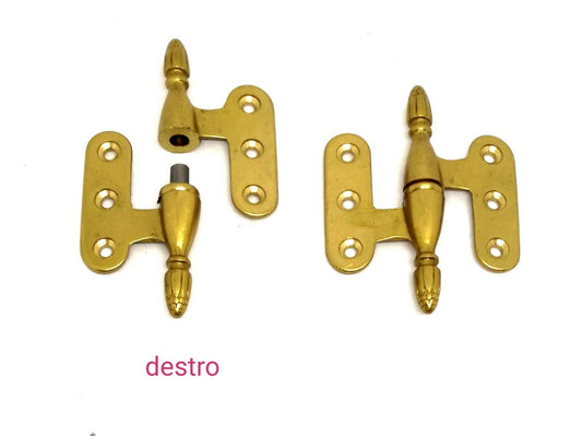 CERNIERA MOBILI ANTICHI BAROCCO PIANA ALA TONDA mm.66x51 OTTONE Dx/Sx SFILABILE