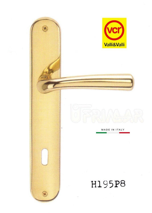 Maniglia porta Valli e Valli Orchidea H195 P8 Ottone lucido D.70 foro patent