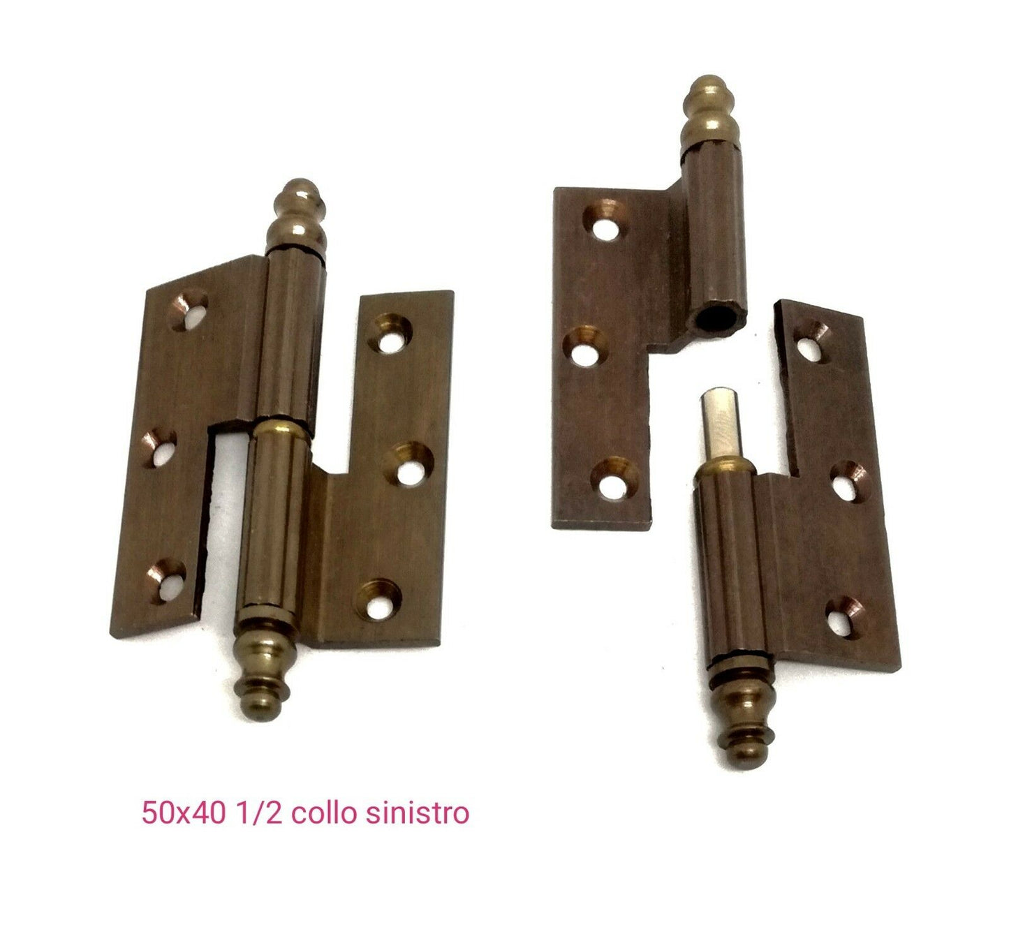 CERNIERA MOBILI ANTICHI BAROCCO CON BATTUTA mm.50x40 mezzo collo BRONZO Dx/Sx