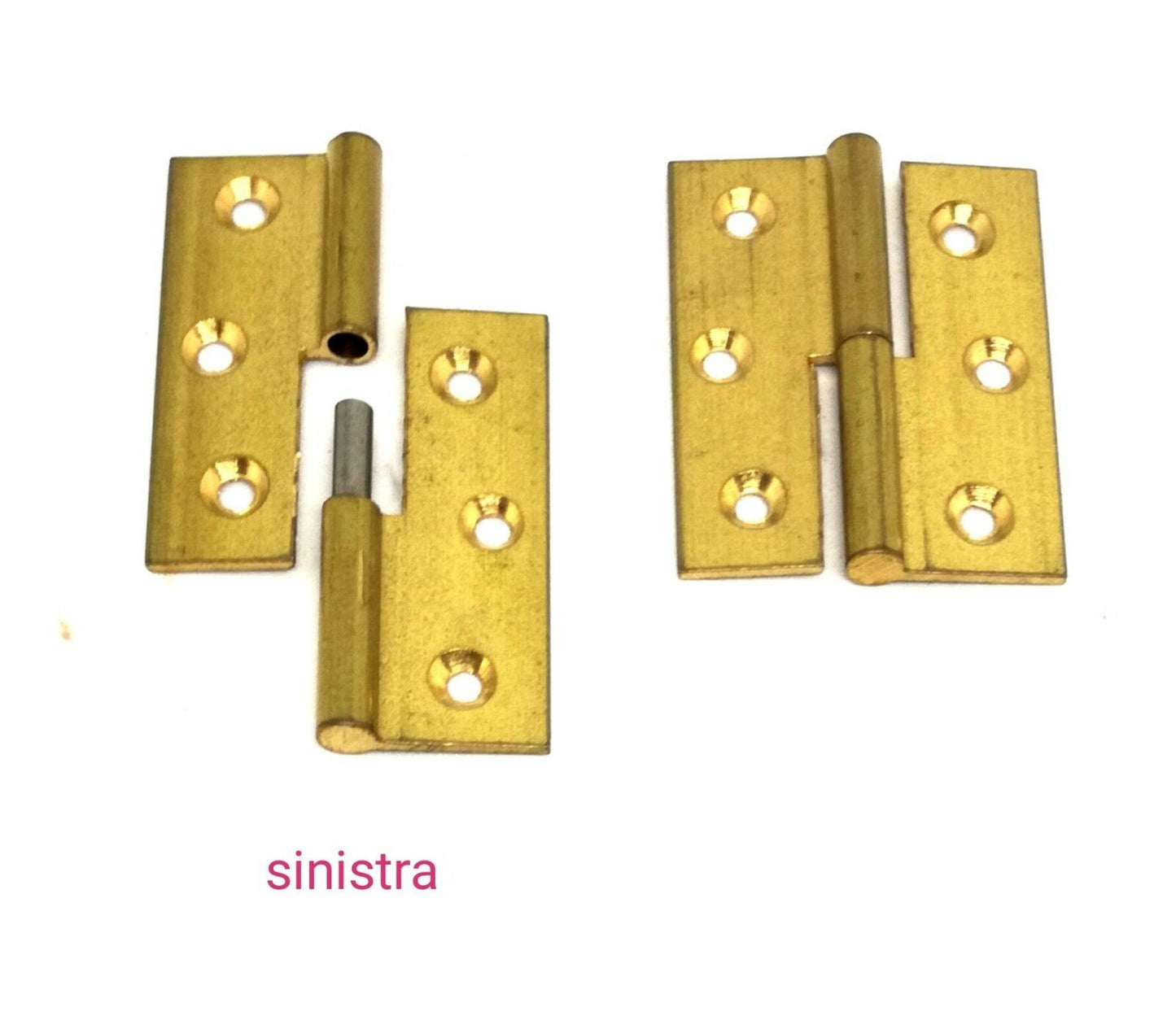CERNIERE PER MOBILI ANTICHI IN OTTONE TIPO PIANO mm.50x40 Dx/Sx SFILABILE D.mm.6