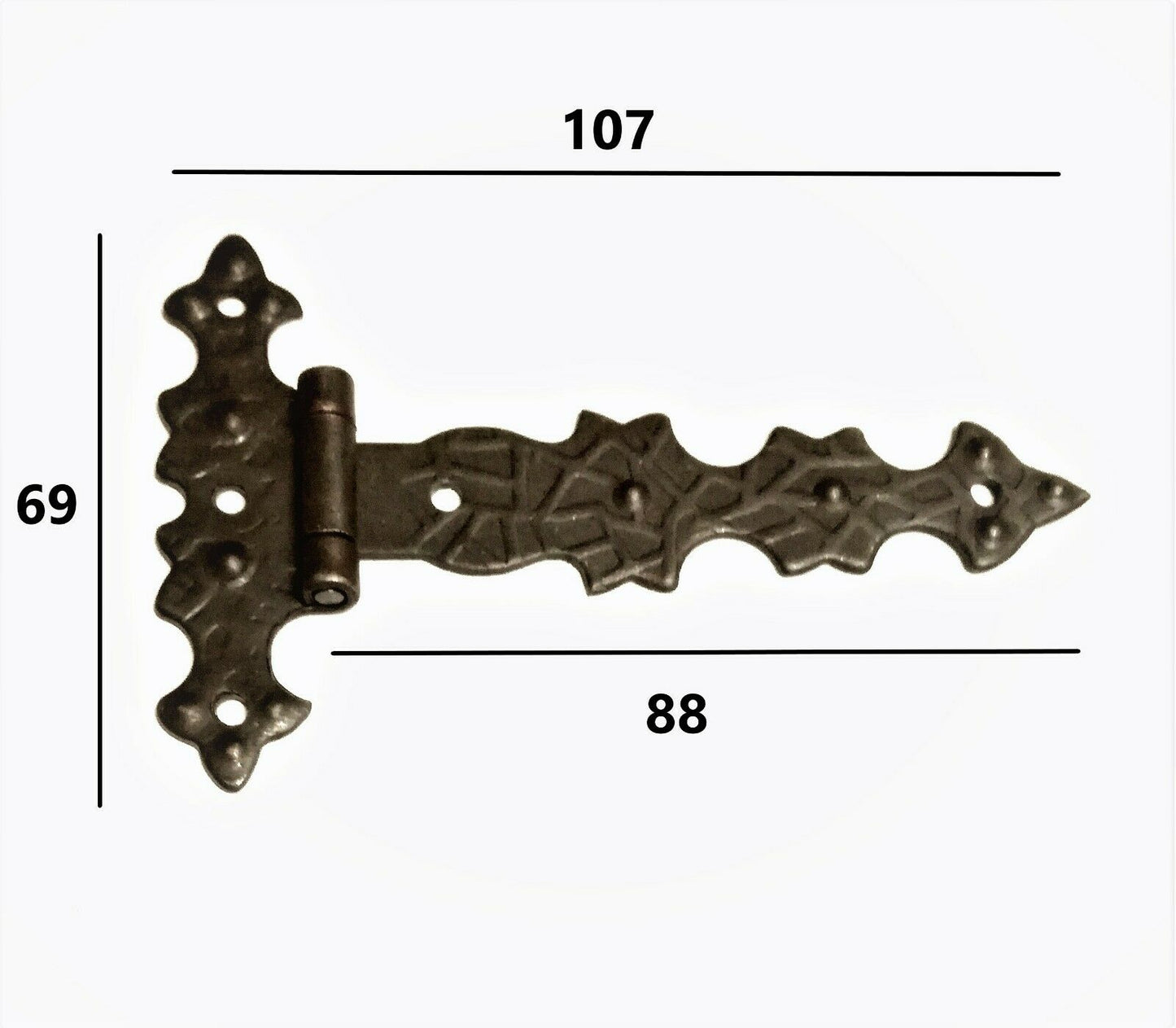 CERNIERA PIANA FERRO BATTUTO mm.69x107 ART.4902 FERRO BRUNITO SCURO