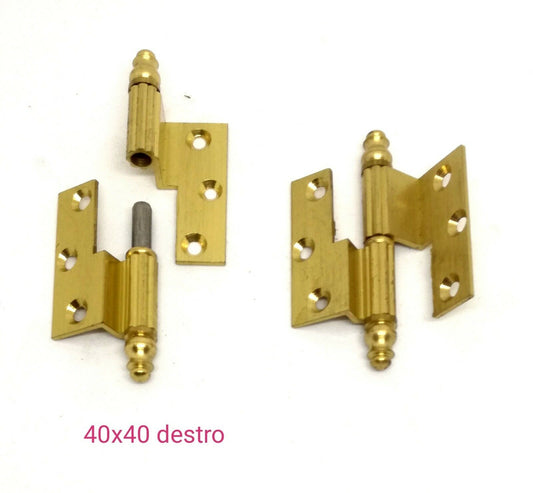 CERNIERA MOBILI ANTICHI BAROCCO CON BATTUTA mm.40x40 doppio collo OTTONE Destra