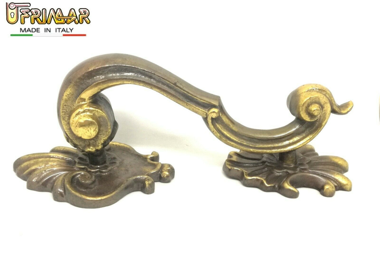 MANIGLIONE PER PORTA PORTONE MANIGLIA CLASSICA L. mm.215 OTTONE BRONZATO