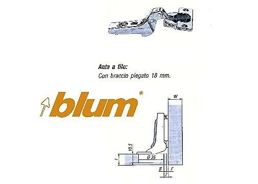 CERNIERA BLUM CLIP PER ANTA LEGNO A FILO COLLO ALTO FORO 35 A SCATTO + BASETTA