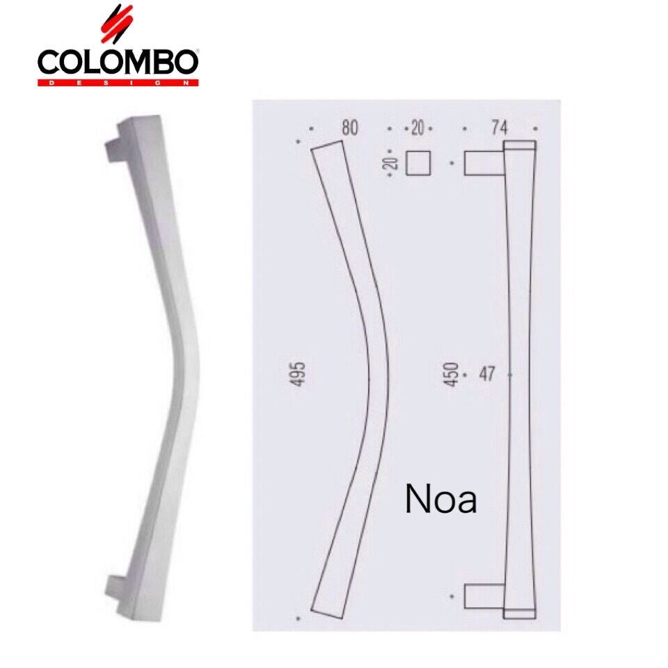 Maniglione per porta Colombo Design Noa ID26A L.mm.495 Cromo Opaco Int.mm.450