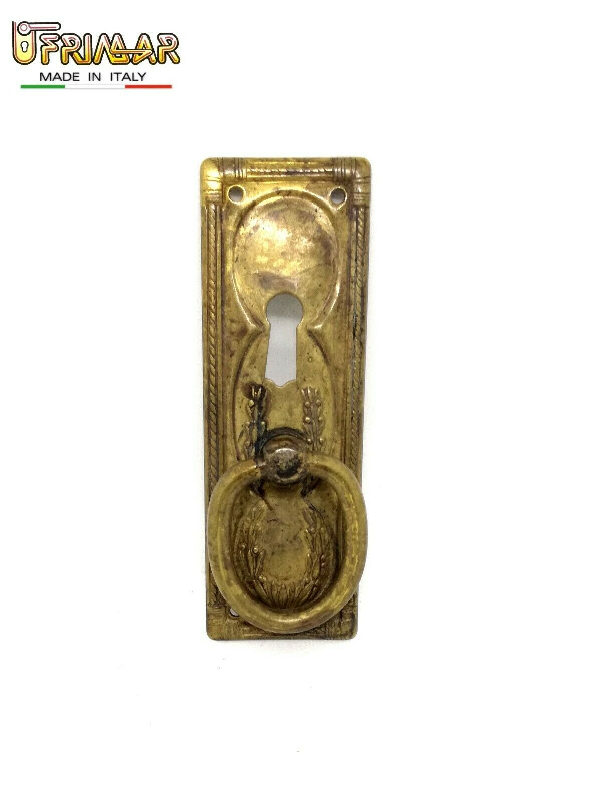 MANIGLIA CLASSICA PER MOBILE ANTICO AD ANELLO CON FORO CHIAVE OTTONE ANTICO