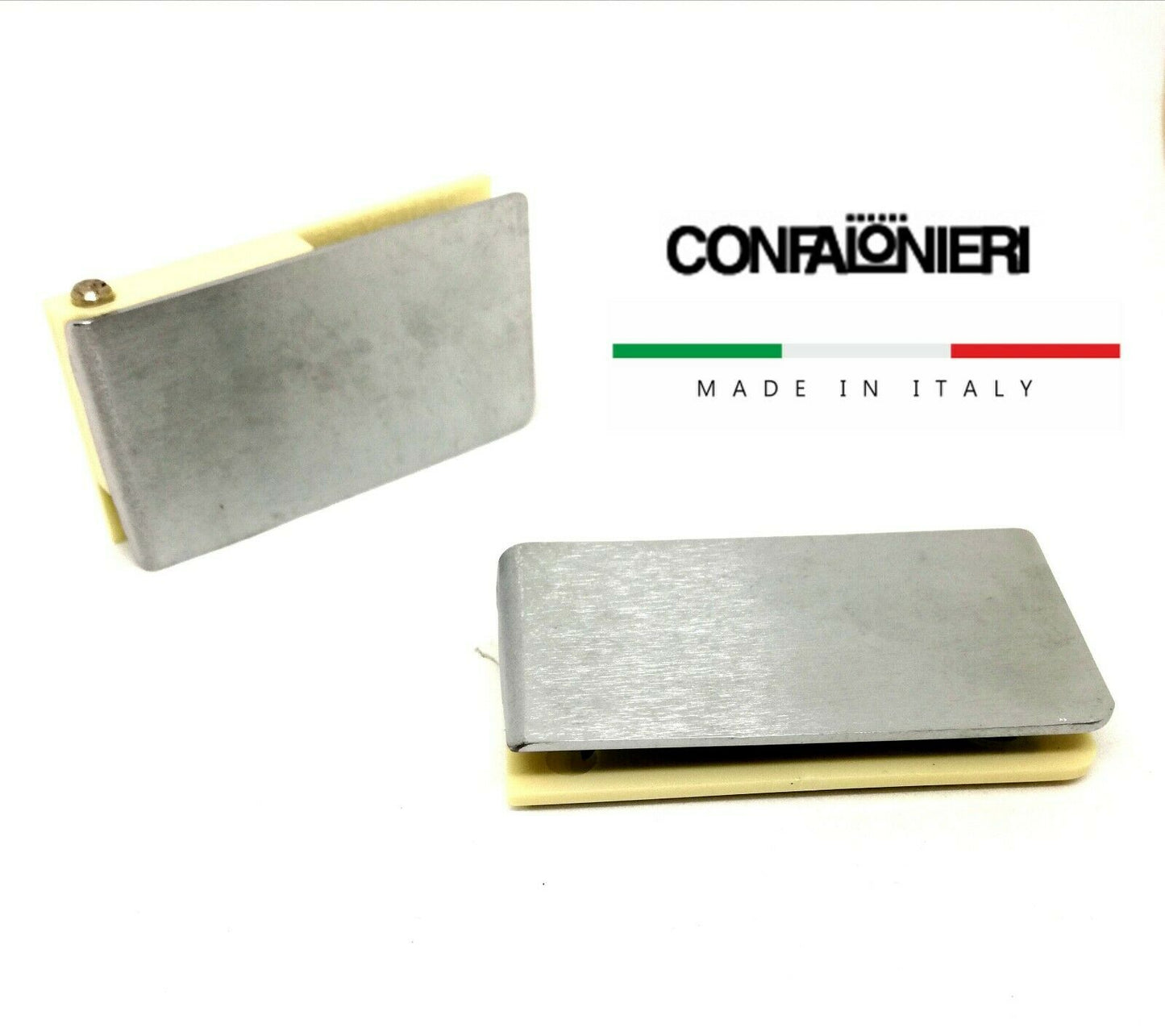 COPPIA CERNIERE PER ANTA VETRO mm.6 CONFALONIERI UCG 305PA CROMO SATINATO 67x35
