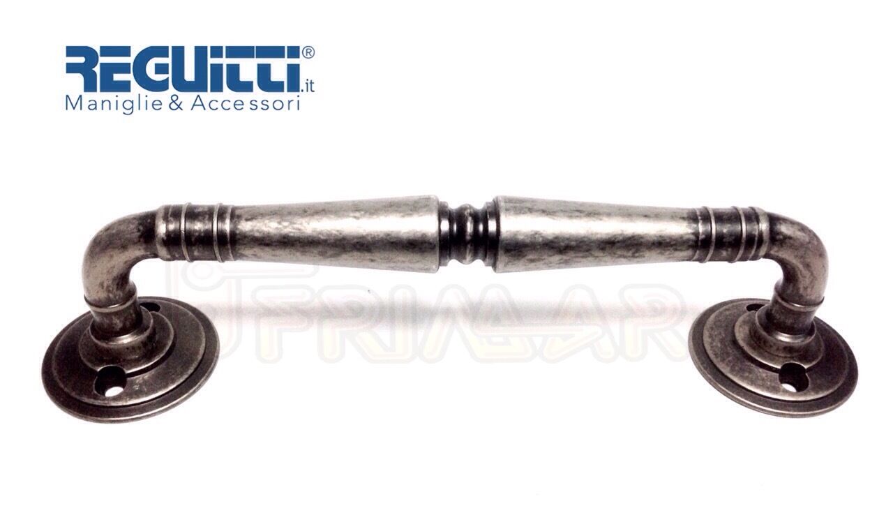 MANIGLIONE PER PORTA PORTONE ARGENTO VECCHIO serie GINEVRA REGUITTI INT. mm.203