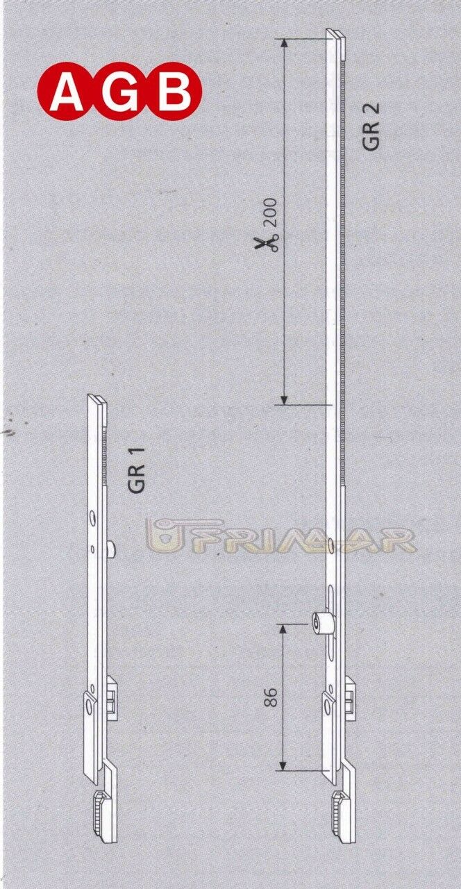PROLUNGA TOP AGB cod. A40020001 GR.1 mm.200 Corsa 16+16 ricambio per finestre
