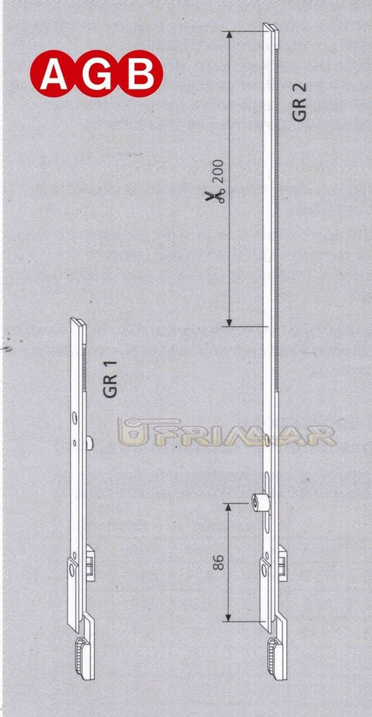 PROLUNGA TOP AGB cod. A40020001 GR.1 mm.200 Corsa 16+16 ricambio per finestre