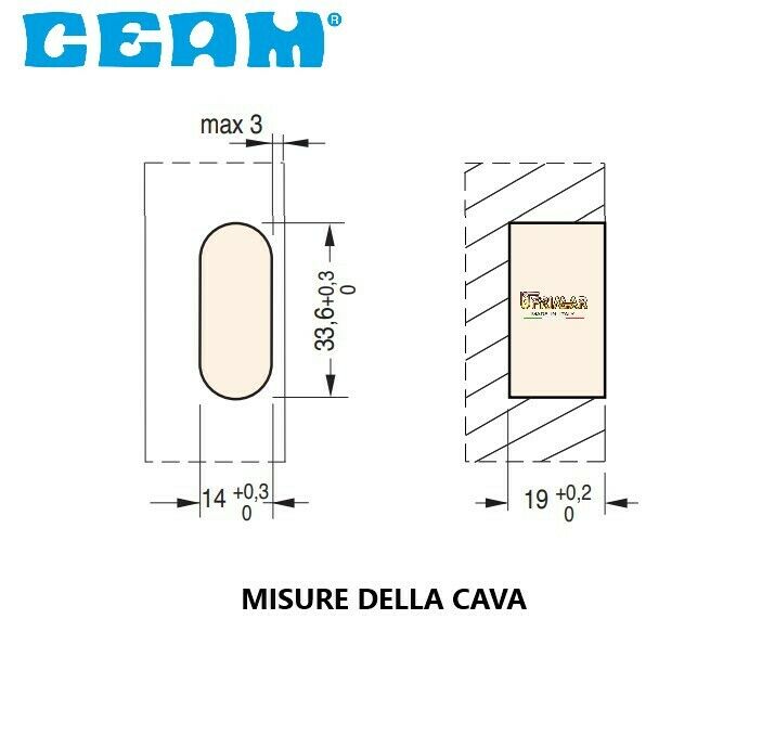 CERNIERA INVISIBILE A SCOMPARSA CEAM 2022 mm.33,4x13,8 PER MOBILI IN LEGNO BI/MA