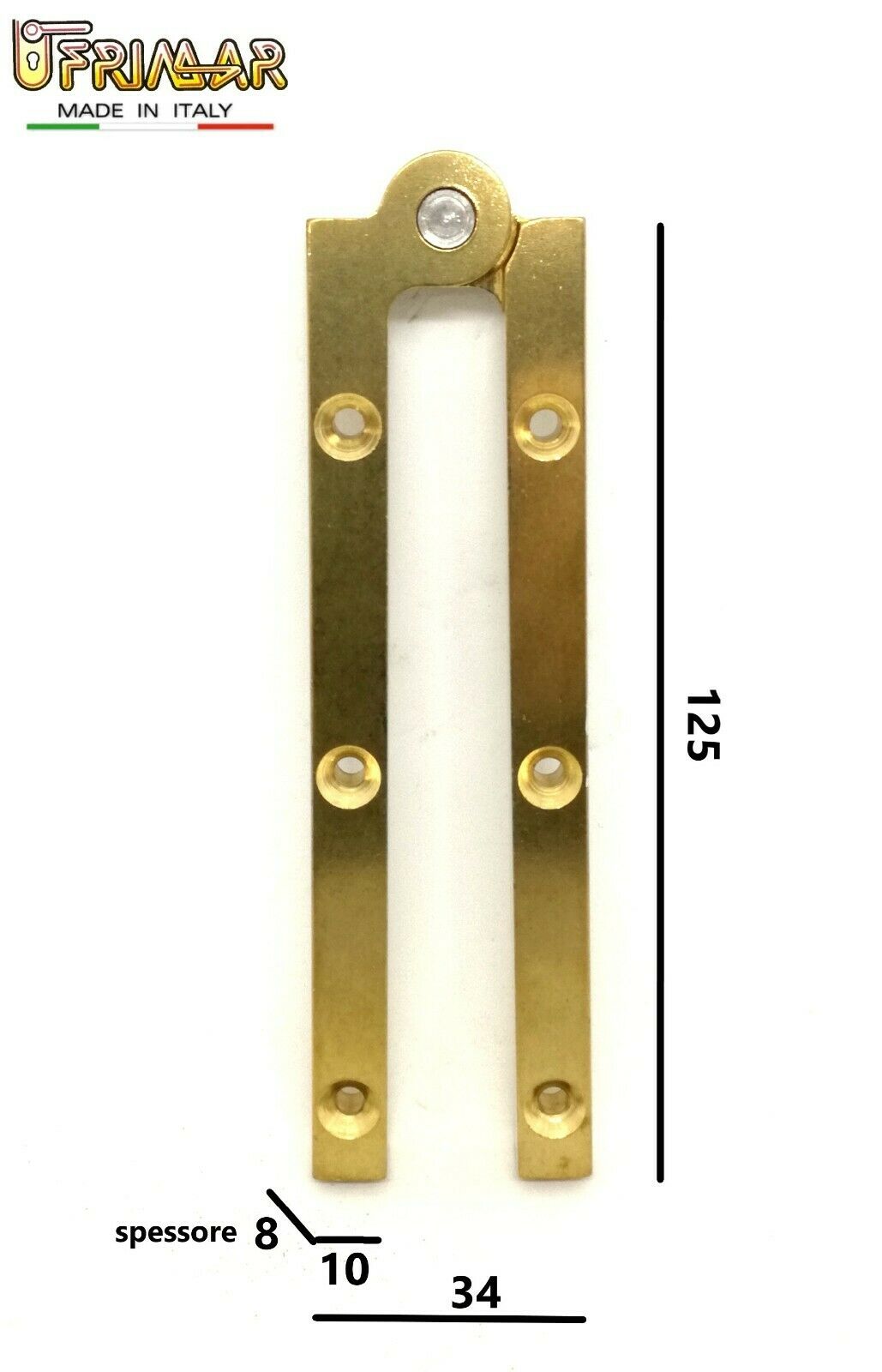 CERNIERA PER MOBILE PER ANTE A COMPASSO mm.125x34 OTTONE PIENO PER ANTA A LIBRO