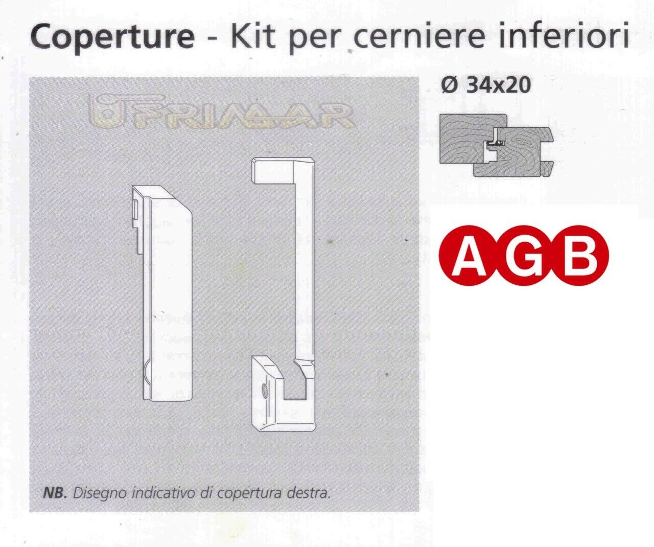 Copertura Cerniera Inferiore Anta Ribalta AGB A200290350 Destra Ottone Lucido