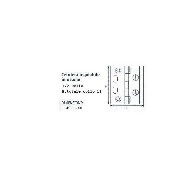 CERNIERE PER MOBILI ANTICHI OTTONATA COLLO ALTO mm.40x40 CON BATTUTA E BASE CSS