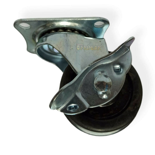 Ruote per mobili D.50 con freno Altezza mm.64 ruota gomma con piastra girevole