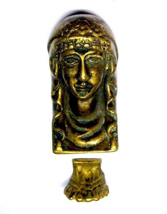 Fregio in Ottone Patinato per mobili Testa Dama con piedi mm.42x74 + mm.29x16