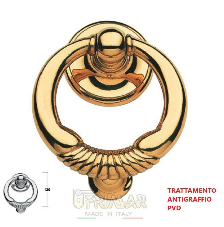 BATTENTE PER PORTA PORTONE PORTO DIAMETRO mm.120 OTTONE PVD BATTACCHIO MANIGLIA