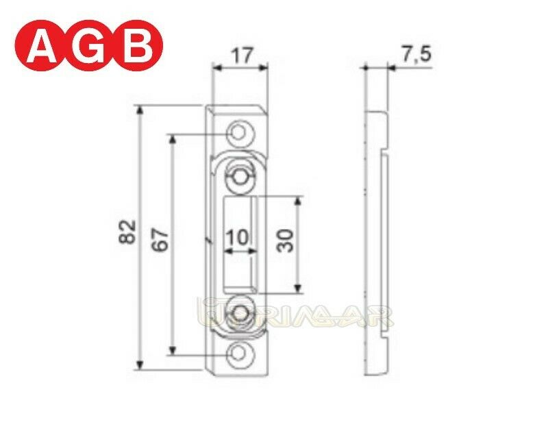 Incontro registrabile per puntali AGB A400170512 mm.82x17 spess.7,5 cod. 41200